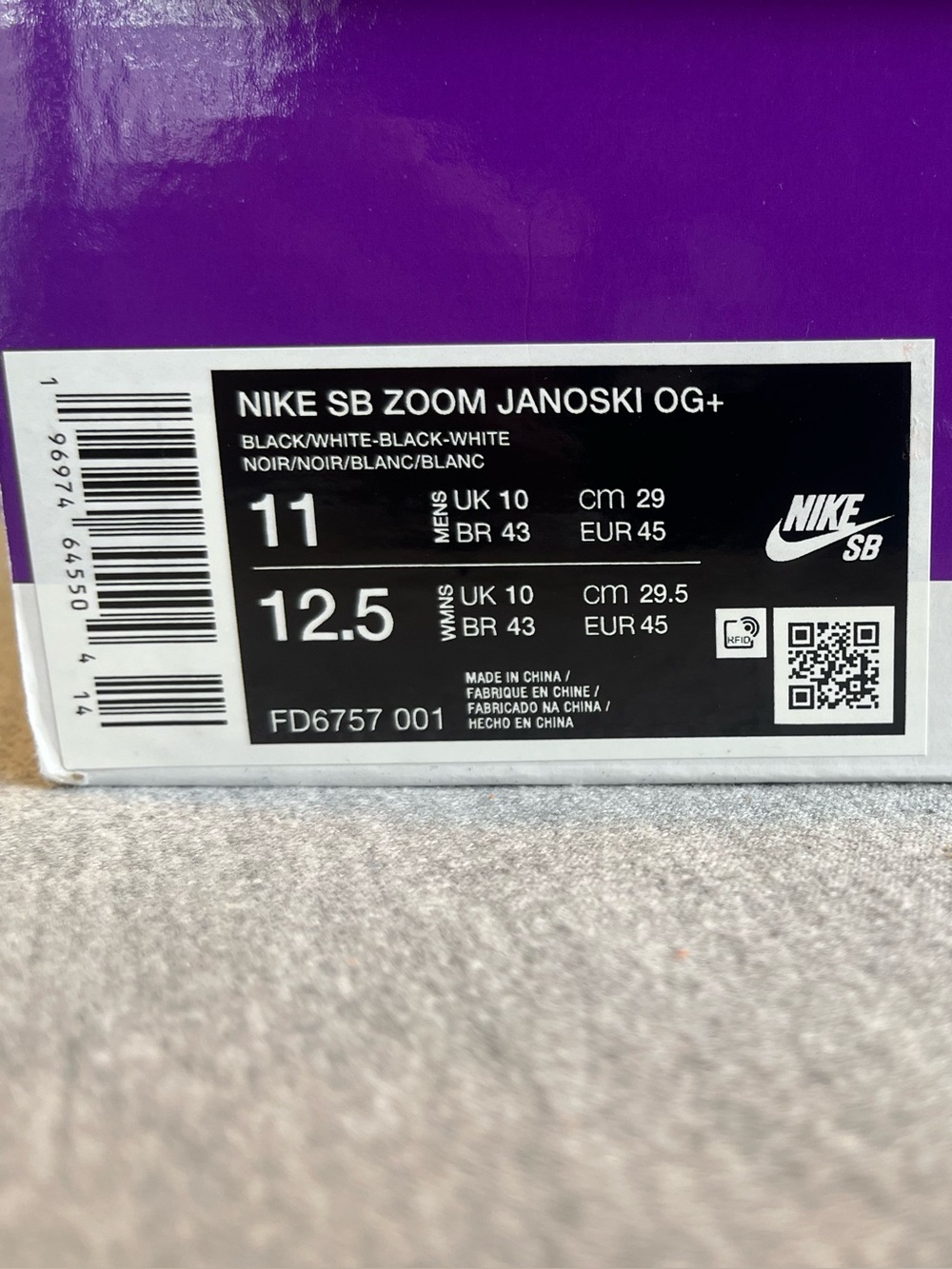 Nike SB Zoom Stefan Janoski OG+ Summit Black White Men’s Shoe Size 11 FD6757-001 - Picture 11 of 12